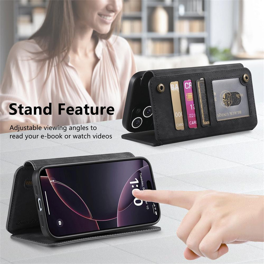 Magnetische Klappbrieftasche aus Leder als Handyhülle für Apple iPhone 15 Pro Max, 14, 13, 12, 11 und Mini mit Kartensteckplatz und Ringhalter - Bild 5