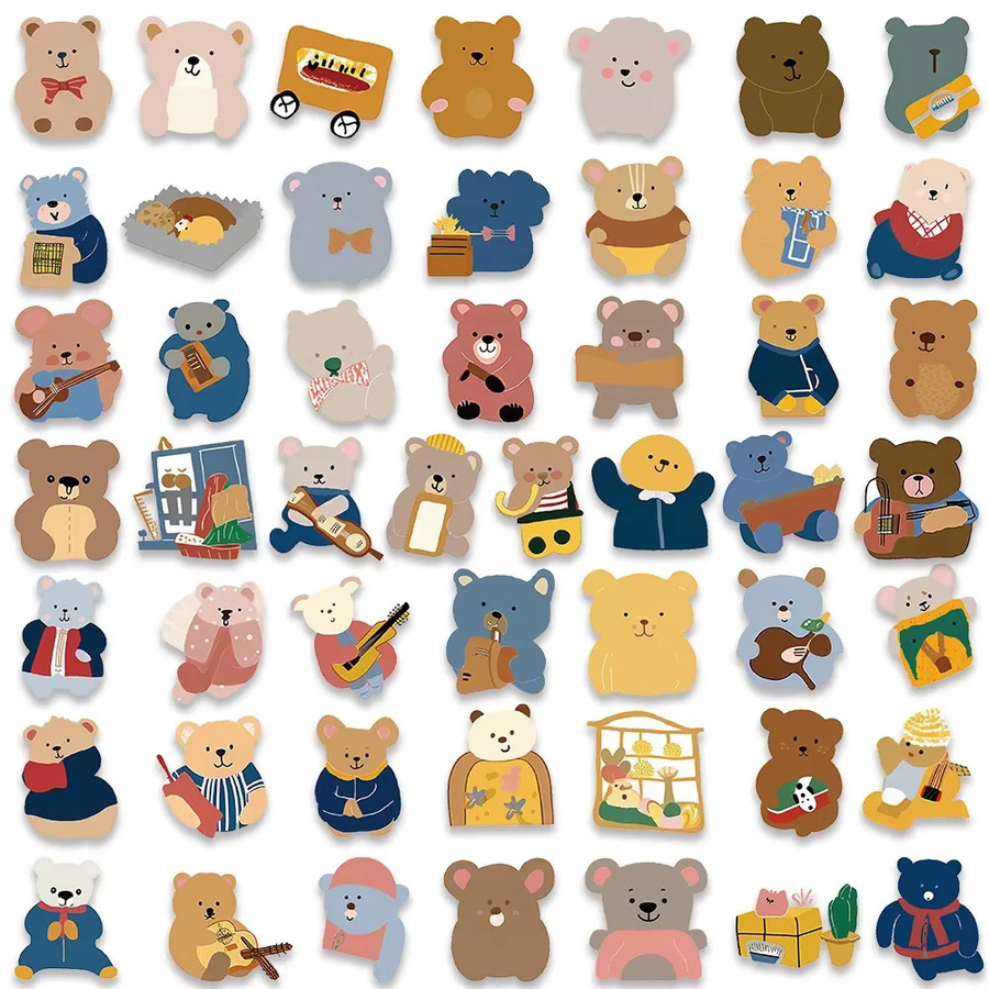 100 Stück niedliche Cartoon-Aufkleber mit kleinem Braunbär von YourLife Store in Multicolour - Bild 3