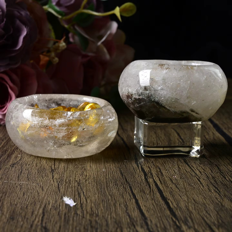 CrystalHola Böhmische Geisterkristall-Polierschale aus transparentem Stein, runde Schmuckschale und dekorativer Edelsteinbehälter - Bild 2
