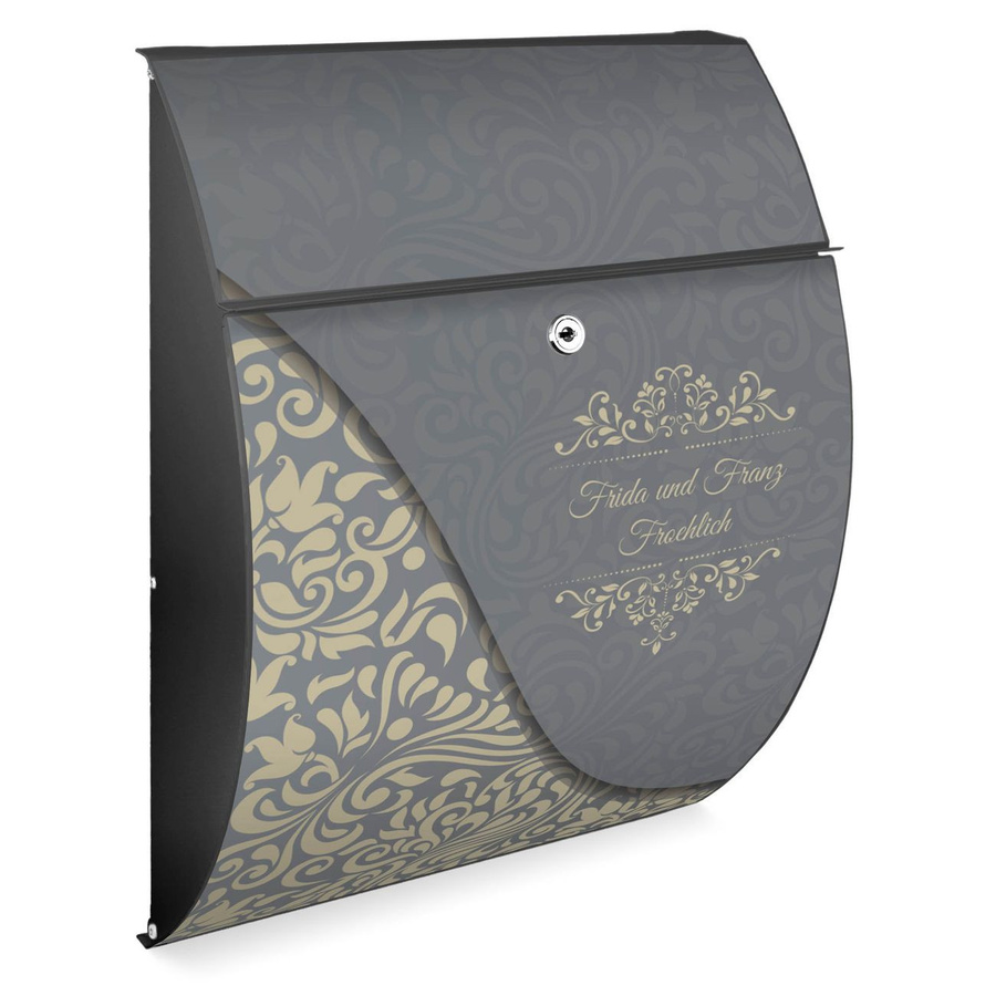Burg-Wächter Briefkasten aus verzinktem Stahl in Weiß mit blauem Ornament-Motiv, wetterfester Postkasten mit A4-Einwurf und Öffnungsstopp, B/H/T: 46,0 x 33,5 x 13,0 cm - Bild 1