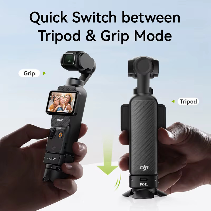 Ulanzi PK-08 Pocket 3 Mini-Stativ und PK-11 Arri-Ortungsbasis in Schwarz für DJI Osmo Pocket 3 für Livestreaming, Vlog und Reisefotografie - Bild 2