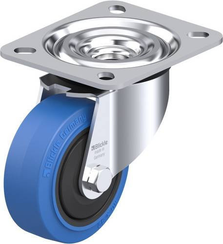 Blickle L-POEV 80KF-SB Lenkrolle mit Schraubbefestigung, Rad-Durchmesser: 80 mm, Tragfähigkeit: 140 kg, Farbe: Schwarz/Blau, Material: Stahl - Bild 1