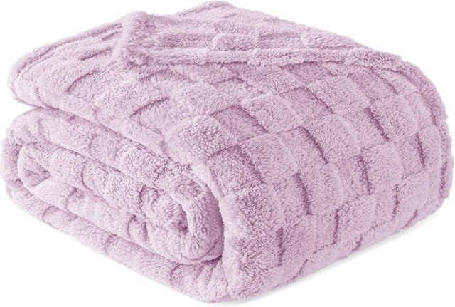 Inyahome Fleece-Überwurf Lila Kariert, Weiche und Flauschige Fleecedecke - Bild 1
