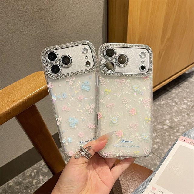MUQGEW Handyhülle mit Schleife und Blumenmuster für iPhone 17 16 15 14 13 Pro Max in Multicolour mit glitzernder Linse und stoßfestem Schutz - Bild 1