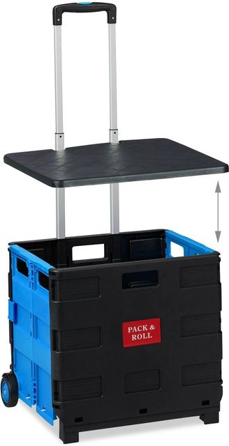 Relaxdays Einkaufstrolley aus Aluminium in Blau, klappbar, B/T/H: 99 x 45,5 x 37,5 cm - Bild 1