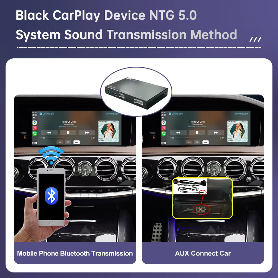 Road Top Kabelloses CarPlay und Android Auto Interface für Mercedes Benz Klasse W222 2012-2016 NTG 2014 mit Mirror Link, Airplay und USB-Anschluss, Schwarz - Bild 4
