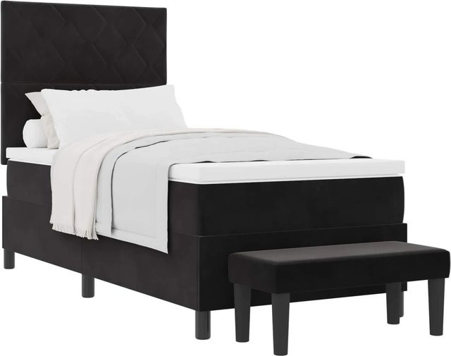vidaXL Boxspringbett mit Matratze in Schwarz aus Samt, B/T/H: 90 x 200 x 128 cm - Bild 1