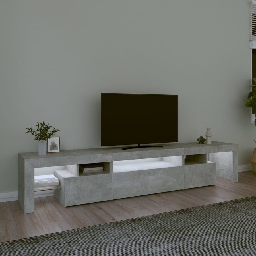 Vidaxl TV-Schrank mit LED-Beleuchtung in Beton Grau, modern, B: 215 cm, T: 36,5 cm, H: 40 cm - Bild 1
