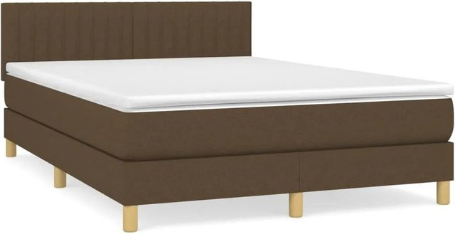 vidaXL Boxspringbett mit Matratze Dunkelbraun B/T/H: 140 x 190 cm - Bild 1