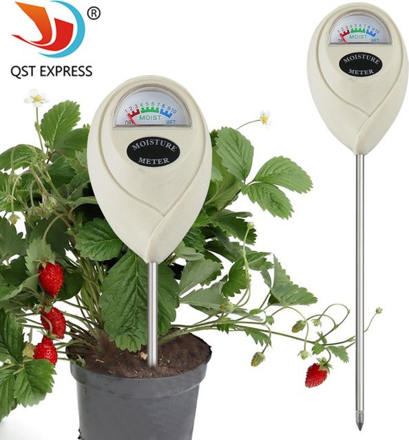 QSTEXPRESS 1-in-1 Bodenfeuchtemessgerät in Weiß, rundes Bodenhygrometer als Gartentester - Bild 1