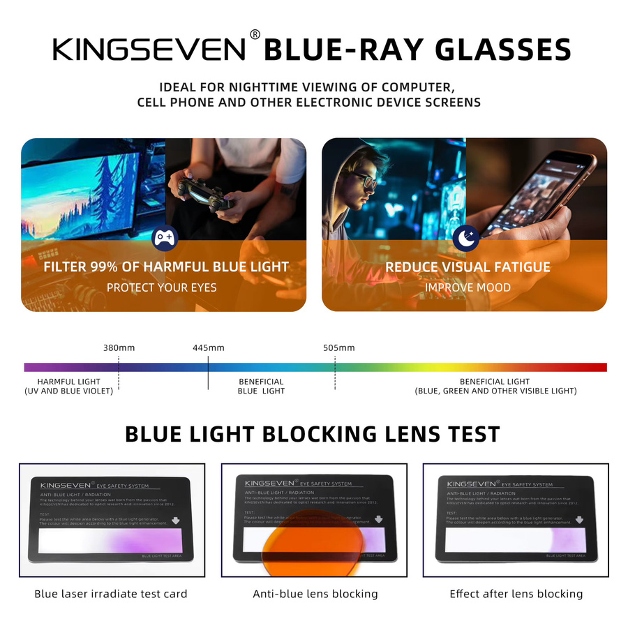 Kingseven Korrektionsbrille, Vollrand, transparent, Kunststoff, Unisex, Blaulichtfilter - Bild 3