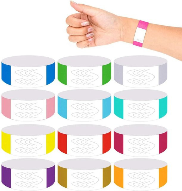 100 Stück wasserdichte Tyvek-Einwegarmbänder in Orange und Multicolour für Partys, Bars und Veranstaltungen - Bild 1