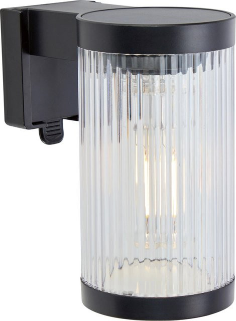 Solar-LED-Wandleuchte für Außenbereich in Schwarz, IP44 wetterfest, H x B x T: 12 x 14,5 x 8 cm - Bild 1