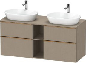 Duravit Waschtischunterschrank D-Neo in Weiß und Beige mit Türen und Schubladen, Wandmontage, B/T/H: 140 x 55 x 66,4 cm - Bild 1