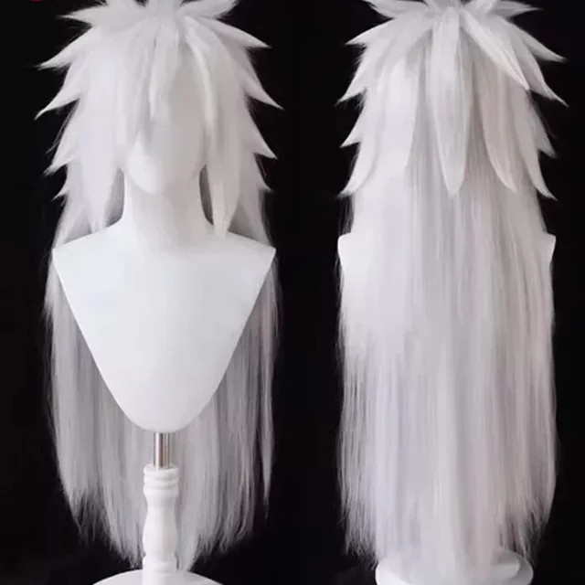 WHIMSICAL W Jiraiya Perücke, lange silber graue Synthetikhaar, Unisex - Bild 1