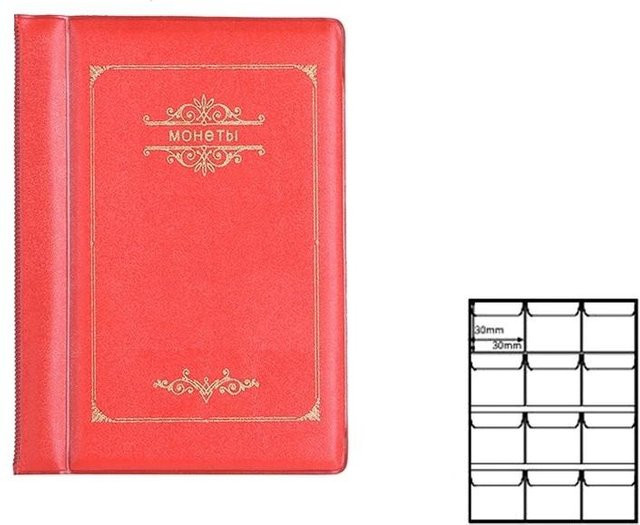 Familylive04 Münzaufbewahrungsalbum mit 120 Fächern auf 10 Seiten in Rot zum Sammeln von Münzen - Bild 1