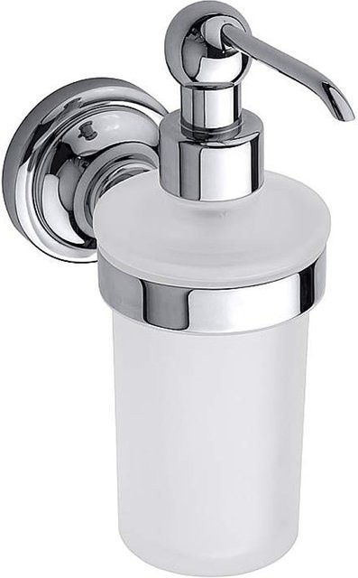 Brillantbad BETRO CHROM Seifenspender aus Messing und Glas in Silber, Wandmontage, B/T/H: 8,0 x 19,0 x 12,0 cm, 230 ml - Bild 1