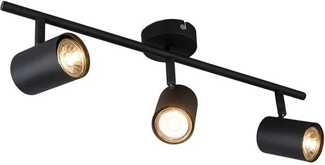QAZQA Industriestrahler Jeana 3 Schwarz dimmbar mit GU10 Fassung und Reflektor - Bild 1