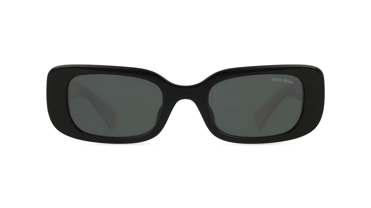Miu Miu MU08YS Sonnenbrille, Vollrand, Square, Acetat, Damen, Schwarz, Grau - Bild 1