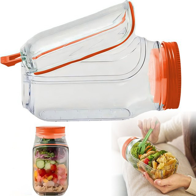JETTING Salatglas aus Glas mit Saucenfach, transparent, mikrowellen- und spülmaschinenfest - Bild 1