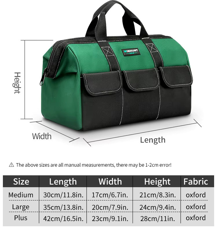 Verschleißfeste Werkzeugtasche von WINHUNT in Grün mit großem Fassungsvermögen - Bild 3