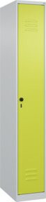 C+P Spind Classic PLUS Spind mit 1 Abteil und mittiger Trennwand, Sicherheits-Drehriegel, Farbe: Lichtgrau/Clowngrün, H x B x T: 185 x 30 x 50 cm - Bild 1