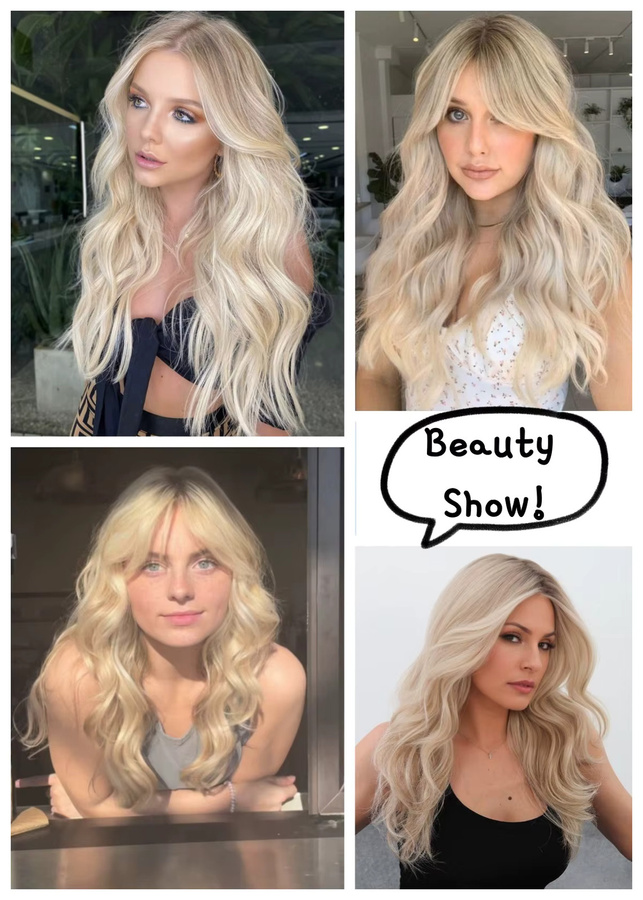 HAIRCUBE Perücke, goldbraun, ombre, mittellang, gewellt, mit Pony, Damen - Bild 2
