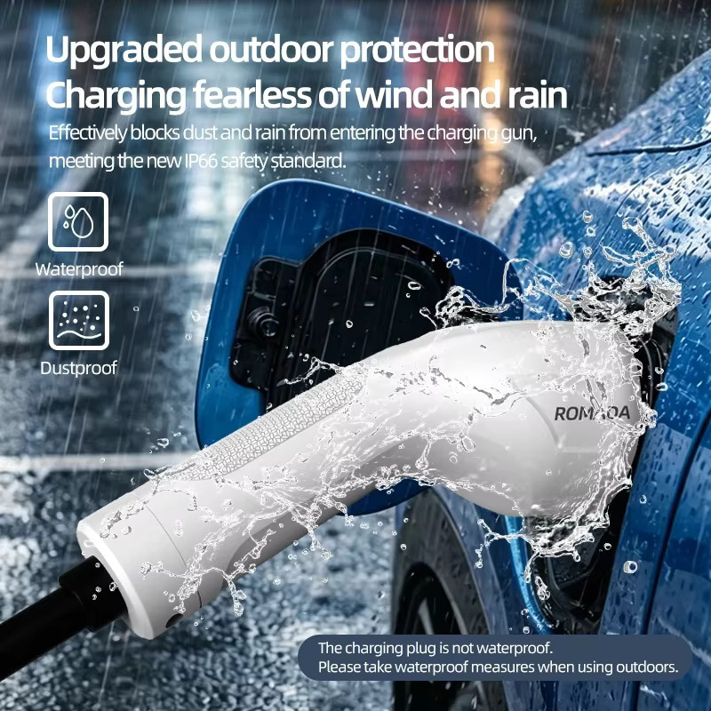 ROMADA Typ2 Tragbares EV-Ladegerät 3,5KW 16A in Weiß, IP66 Wasserdicht mit EU-Stecker für Zuhause und Outdoor - Bild 3