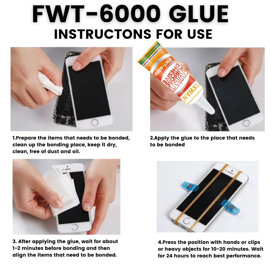 FIXWANT FWT-6000 Hochtemperaturbeständiger Handy-Reparaturkleber für Telefonabdeckungen, Akkus und DIY-Projekte - Bild 5