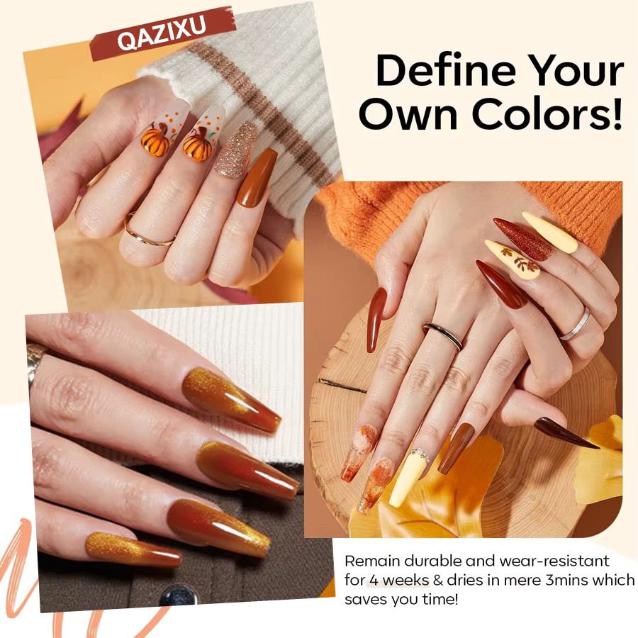 QAZIXU Gel Nagellack Set, Braun, 6 Stück, Damen - Bild 1