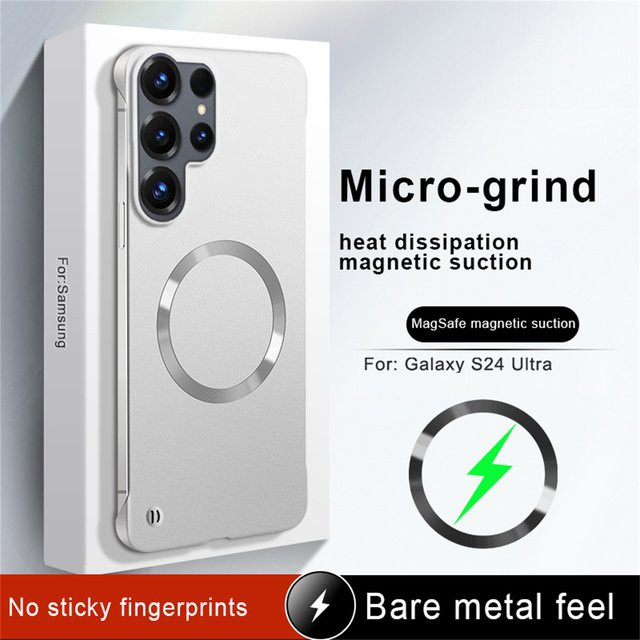 Ultradünne magnetische Handyhülle für Samsung S26 Ultra S25 Edge S24 FE S23 S22 S23 Plus A56 A55 mit MagSafe Kompatibilität und mattem PC-Rahmen in Blau - Bild 1