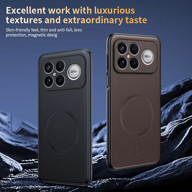 Business Luxus Ledertasche für Xiaomi Poco F8 und F7 Pro Ultra in Schwarz mit magnetischer Aufladung und Objektivschutz - Bild 1