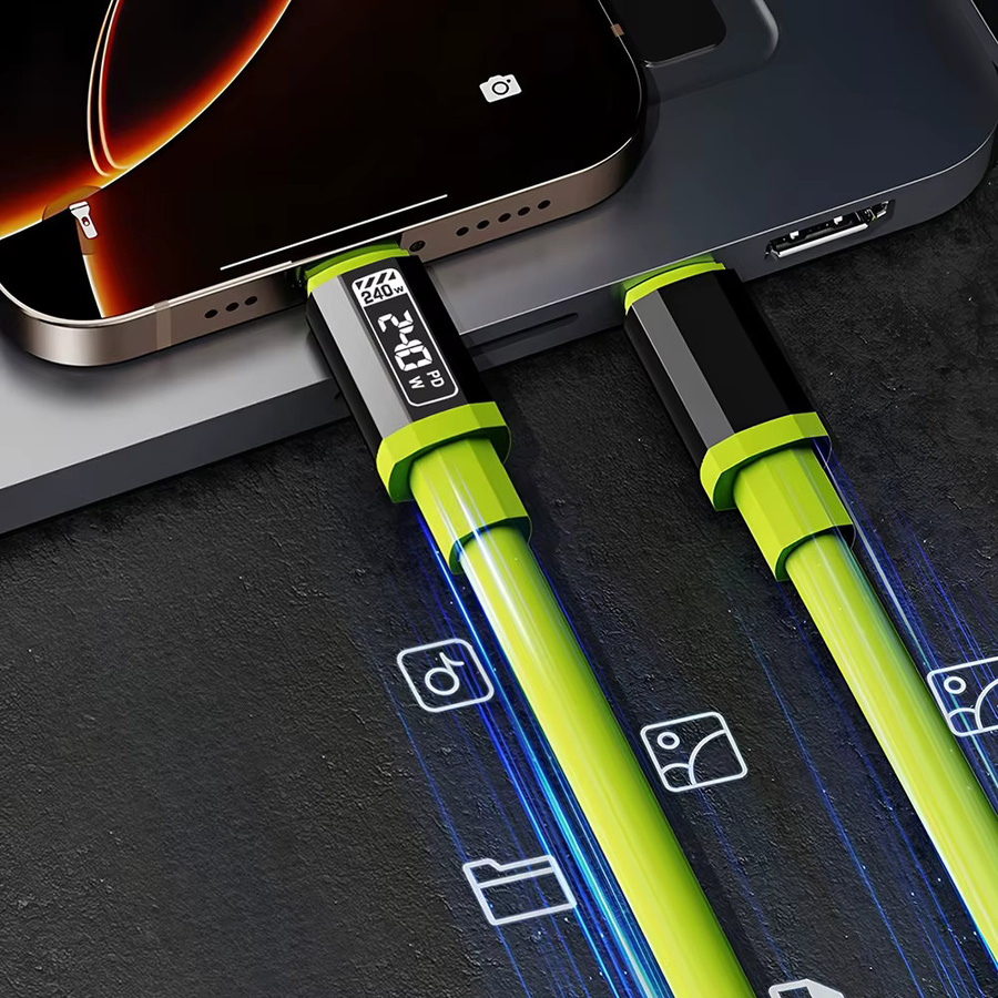 USB Typ-C Schnellladekabel 240W Datenkabel in Grün für iPhone Huawei Xiaomi Samsung - Bild 5