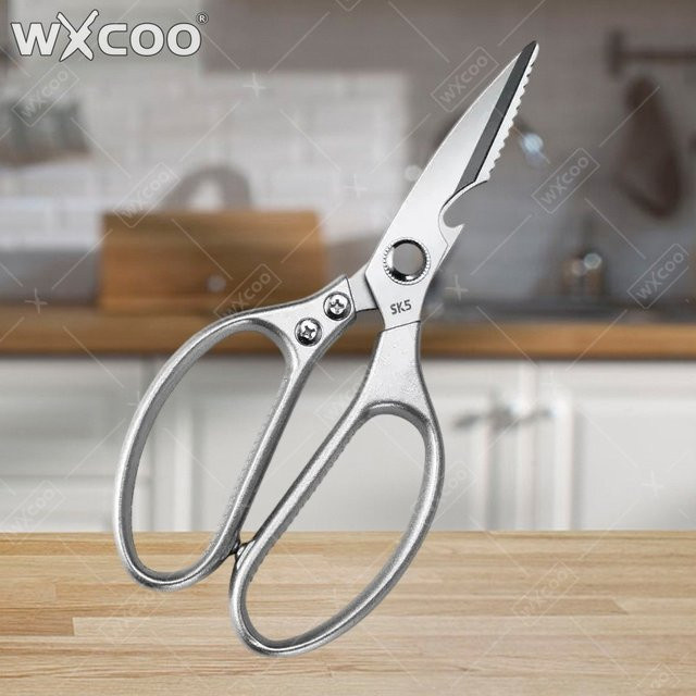 WXCOO Hühnerknochenschere aus Edelstahl in Silber als multifunktionale Küchenschere zum Schneiden von Geflügel und Fischfleisch - Bild 1