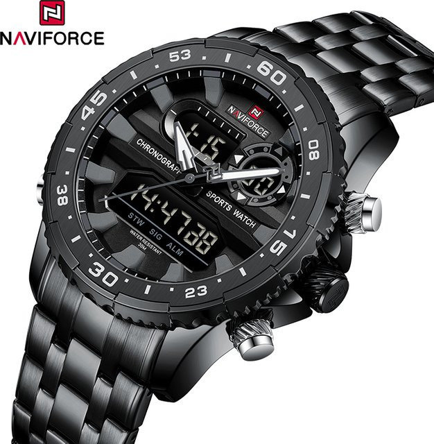 NAVIFORCE Armbanduhr, Quarz, Analog-Digital, Edelstahl, Schwarz, Herren - Bild 1