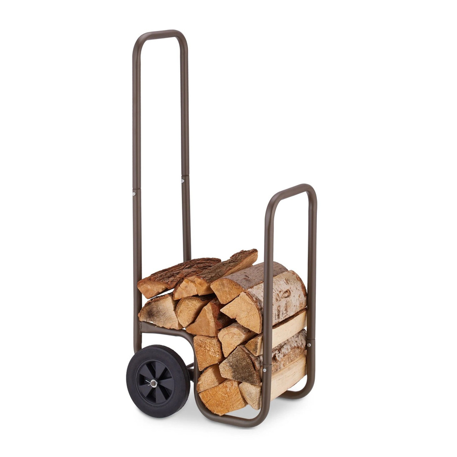 Relaxdays Kaminholzwagen aus Stahl in Braun mit Gummireifen, B/T/H: 109,5 x 41 x 45 cm - Bild 2