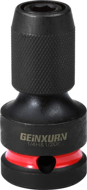 Geinxurn Schlagschrauber-Bithalter in Schwarz mit 1/2-Zoll-Vierkantantrieb und 1/4-Zoll-Schnellwechsel-Sechskant-Adapter sowie Schraubendreher-Bit - Bild 1