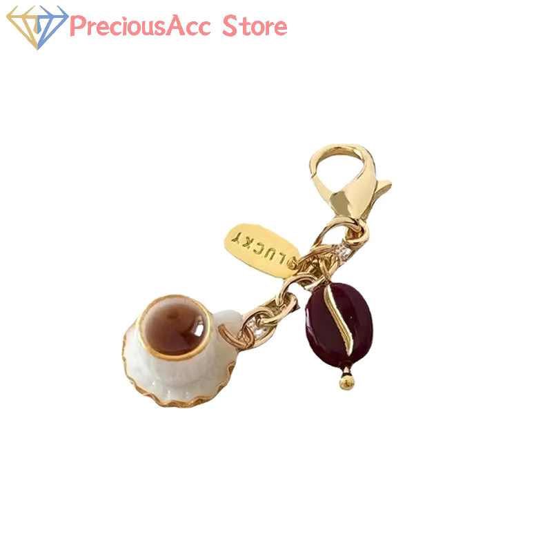 Velishy Anhänger, Donut Brot Kaffee, Gold, Unisex - Bild 1