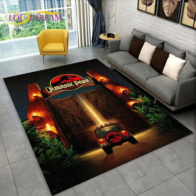 Rutschfester 3D-Cartoon-Dinosaurier-Teppich von Karpetti für Kinderzimmer und Wohnzimmer, Mehrfarbig, B/T: 200 x 160 cm - Bild 1