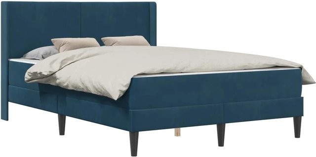 vidaXL Bettrahmen aus Samt in Blau, B/T/H: 120 x 200 x 96 cm - Bild 1