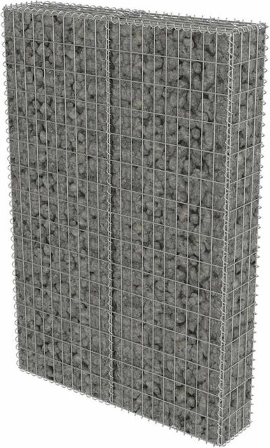 vidaXL Gabionenwand mit Abdeckung aus verzinktem Stahl in Silber/Grau, B/T/H: 100 x 20 x 150 cm - Bild 1