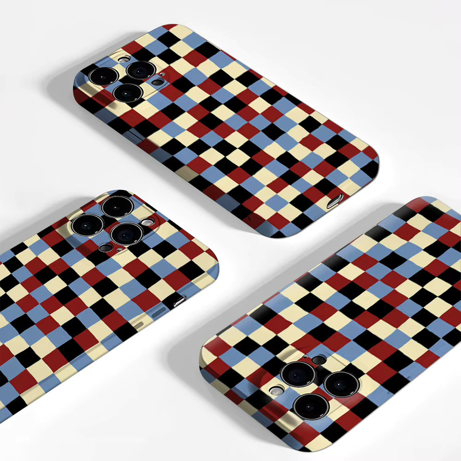Robuste Retro-Karo Handyhülle mit Magnetfunktion für Apple iPhone 17 16 15 14 13 Pro Max Plus in Multicolour - Bild 4