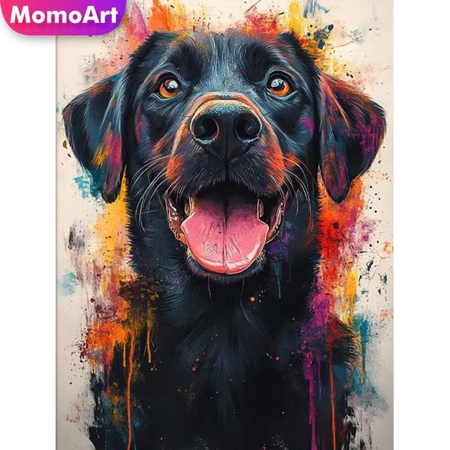 Momoart Diamant-Malerei Hund Tier DIY Bastelset mit Runddiamanten in Multicolour - Bild 1