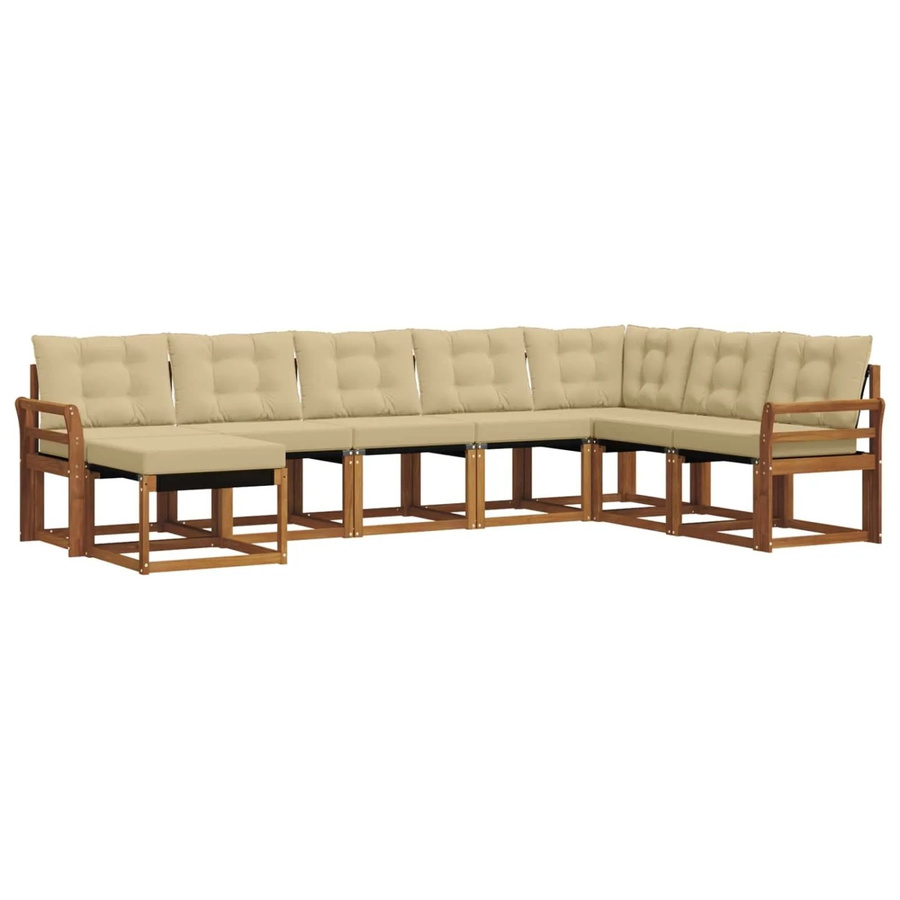 vidaXL Sofa Set 8-teilig aus Akazienholz und Textilene in Natur-Beige mit Kissen - Bild 2