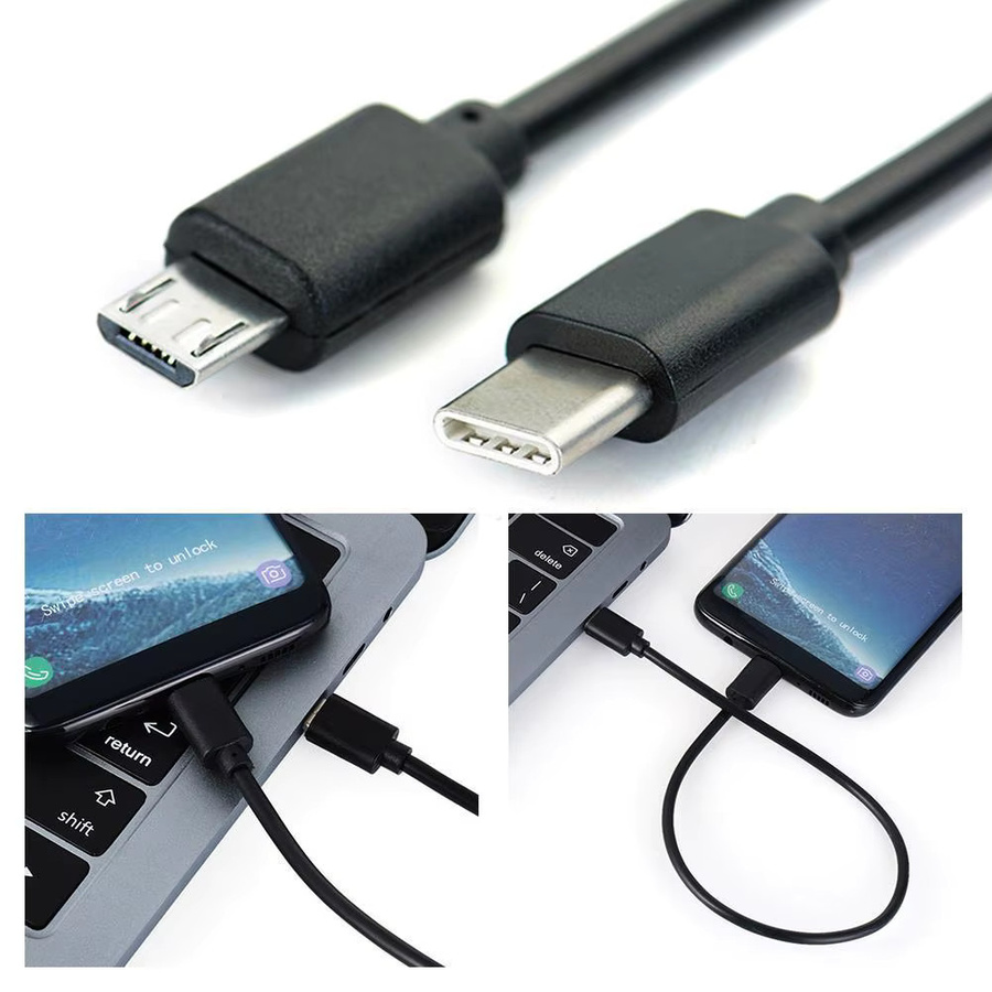 GRWIBEOU USB-C auf Micro-USB Adapterkabel für Schnellladen und Datenübertragung, Schwarz - Bild 5