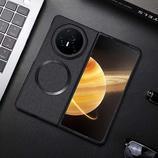 Stoßfeste MagSafe Wireless Charging Schutzhülle mit Tuchmuster für Honor Magic V3, V2 und VS3 in Grün - Bild 1