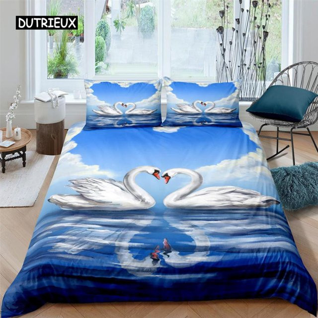 Binchi Bettwäsche Set Schwanensee aus Mikrofaser für Kinder und Teenager, Blau, 2-teilig, B/H: 135 x 200 cm - Bild 1