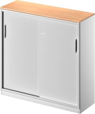 Schäfer Shop Genius Schiebetürenschrank TETRIS SOLID mit 3 Fächern in Buche und Weißaluminium, B: 120 cm, H: 117 cm - Bild 1