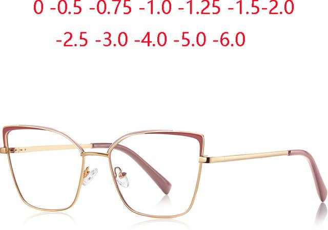 GSBJXZ Korrektionsbrille Cat Eye, Metall, Roségold, Damen, Vollrand, Blaulichtfilter - Bild 1