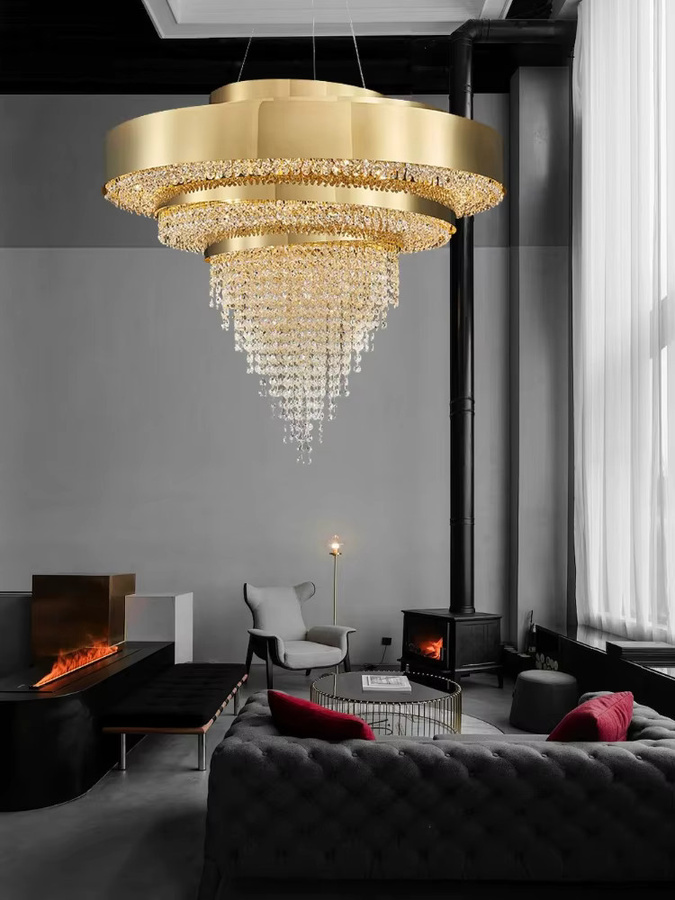 TAONUANSHU LED Kristall Pendelleuchte in Gold mit transparentem Design für Wohnzimmer und Esszimmer - Bild 4